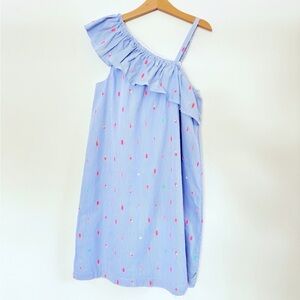 Kate Spade Girls size 14 Blue Asymmetrical Ruffled Sundress
